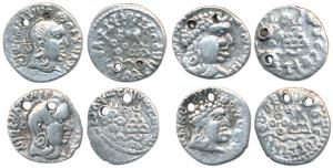 Satavahanas, Silver Drachma (4), Portrait type, a set of four different rulers, Sri Skanda