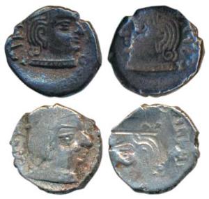 Western Kshatrapas, Silver Drachma, Error, Brockage, nice, deep and complete Lakhi impress