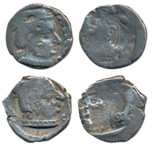 Western Kshatrapas, Silver Drachma (2), Error, Brockage, nice, deep and complete Lakhi imp