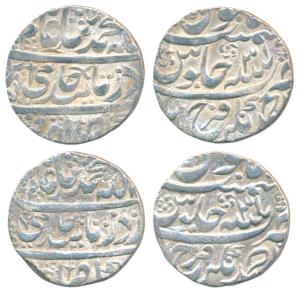 Nawab Ahmed Khan Bangash, Silver Rupee (2), Ahmednagar Farrukhabad Mint, in the name of Sh