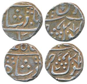 Jafarabad urf Chandor Mint, Silver Rupee (2), in the name of Shah Alam II, usual floral sp