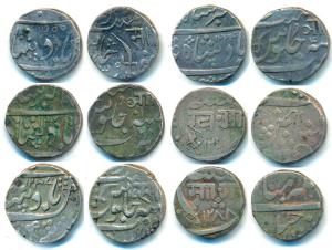Silver Rupee (6), Anand Rao, AH 1230/10 and 1224/4; Sayaji Rao II, AH 1255 and 1237/17; Ma