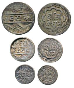 Dosti Landhan Issues, set of 3, Silver Rupee, ½ and ¼, Udaipur Mint, no date, issue of VS 