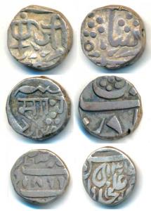 Assorted Lot, Silver ½ Rupee (2), Baroda Sayaji Rao III; Gwalior Jayaji Rao; Silver ¼ Rupe