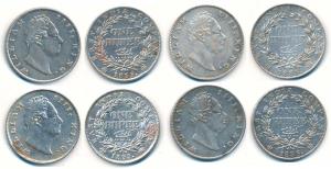 William IV, Silver Rupee, 1835, All Calcutta Mint, F raised, A / I, Two leaves, 19 Berries