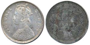 Victoria Queen, Silver Rupee, 1862, Bombay Mint, B / I / 0 / 4. Very Fine+.