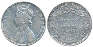 Victoria Empress, Silver Rupee, 1898, Bombay Mint, C2 / I / B incuse, 8 over 4 in date, ol
