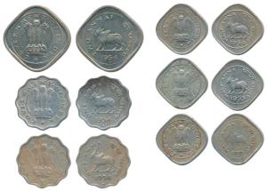 Cupro-Nickel 2 Annas, 1954; 1 Anna 1954 (2); ½ Anna 1950, 1954, 1955, Bombay Mint. Very Fi