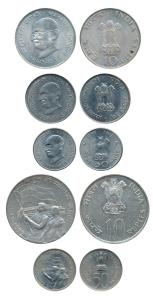 Silver Rupees 10 (2), 1969, Gandhiji Birth Centennial; 1972, 25th Anniversary Indian Indep