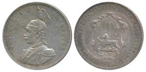 German East Africa, Wilhelm II, Silver Rupien / Rupee, 11.59g, 1892 (KM 2). Nice toning, V
