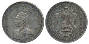 German East Africa, Wilhelm II, Silver Rupien / Rupee, 11.59g, 1892 (KM 2). Very Fine+.