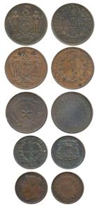 Straits Settlements, Victoria, Copper ½ Cent, 1845; British North Borneo, Copper Cent and 