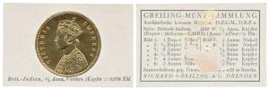 Numismatic theme, Cigarette Cards, Queen Victoria, Copper ½ Anna, Metallic Foil Embossed C
