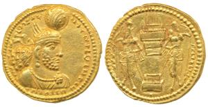 Sasanian, Bahram / Varahran II (276-293 AD), Gold Dinar, 7.23g, obv. draped bust of the ru
