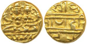 Vijayanagar Empire, Hari Hara II (1377-1404 AD), Gold ½ Pagoda, 1.71g, Shiva-Parvati seate