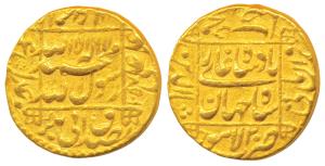 Shah Jahan, Gold Mohur, 10.88g, Lahore Mint, AH 1057/20, legend within square area, comple