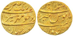 Aurangzeb (AH 1068-1117, 1658-1707 AD), Gold Mohur, 10.95g, Islamabad (Chakan) Mint, AH 10