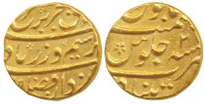 Farrukhsiyar (AH 1124-1131, 1713-1719 AD), Gold Mohur, 10.97g, Khujista Buniyad Mint, AH (