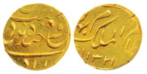 Mir Mahbub Ali Khan (AH 1285-1329, 1869-1911 AD), Gold ½ Ashrafi, 5.63g, Farkhanda Bunyad 