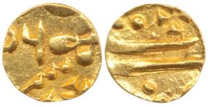 Umed Singh II (VS1946-1992, 1889-1935AD), Gold 1/8 Mohur, 1.42g, Kota Mint, three petal fl