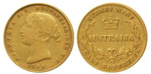 Australia, Victoria, Gold ½ Sovereign, 4g, 1864, Laureate head, Sydney Mint, (KM 3). Fine+