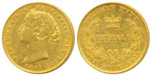 Australia, Victoria, Gold Sovereign, 8g, 1867, Laureate head, Sydney Mint, (KM 4). Very Fi