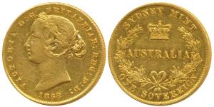 Australia, Victoria, Gold Sovereign, 8g, 1868, Laureate head, Sydney Mint, (KM 4). Very Fi