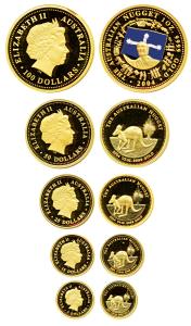 Australia, Elizabeth II, set of 5, Gold $ 100, 50, 25 15 and 5, 2004, rev. the Australian 