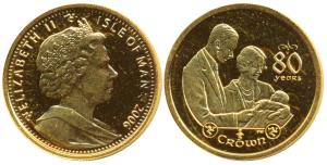 Isle of Man, Elizabeth II, Gold 1/5 Crown, 6.3g, 2006, Royal Birth of Princess Elizabeth, 