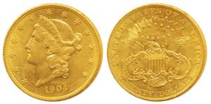 United States of America, Gold $ 20, 33.34g, Liberty on obv., motto above eagle, 1904, str