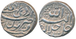 Akbar, Silver Rupee, 11.19g, Dewal Bandar Mint, Ilahi type, Month Ardibihisht, Year 42 (KM