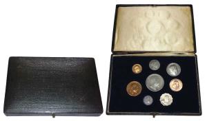 Edward VII, set of 8 Proof Restrike, set of 4, Silver Rupee, ½, ¼ and 2 Annas, and set of 