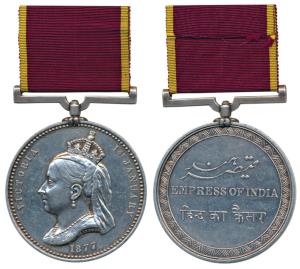 Victoria, Empress of India, Silver Medal, portrait of Victoria wearing a veil and a corone