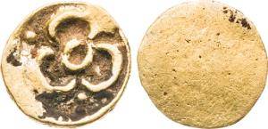 Punch marked coin resembling single die punched silver coins of Panchala area, Gold Suvarn
