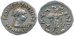 Indo-Greek, Kingdom of Baktria, Menander I (circa 165/155-130 BC), Silver Tetradrachm, 9.8