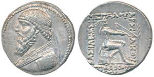 Parthian Empire, Mithradates II (circa 121-96 BC), Silver Tetradrachm, 15.80g, Seleukeia M