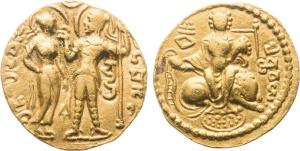 Guptas, Samudragupta, (circa 335-380 AD), Gold Dinar, 7.63g, King and Queen Type, issued i