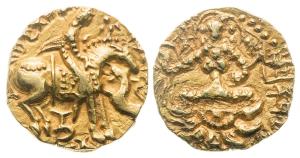 Guptas, Prakashaditya (circa 510-525 AD), Gold Dinar, 9.28g, ‘Horseman Lion slayer’ type, 