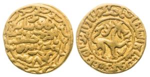 Nasir ud-Din Mahmud (AH 837-864, AD 1433-1459), Gold Tanka, 10.6g, Lion type, Dar al Darb 