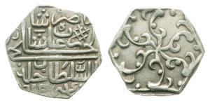 Nasir Shah bin, Ghiyas Shah, Hexagonal Silver Nazarana ½ Tanka, 4.44g, AH 915, Obverse: le