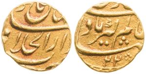Aurangzeb Alamgir Muhi ud-Din Muhammad, Gold ¼ Mohur-Nisar, 2.69g, Dar-alShahjahanabad Min