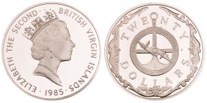 British Virgin Island, Elizabeth II, Silver 20 Dollars, 18.92g, 1985, Sunken Ship Treasure
