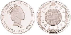 British Virgin Island, Elizabeth II, Silver 20 Dollars, 18.84g, 1985, Sunken Ship Treasure
