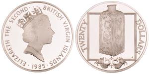 British Virgin Island, Elizabeth II, Silver 20 Dollars, 18.72g, 1985, Sunken Ship Treasure