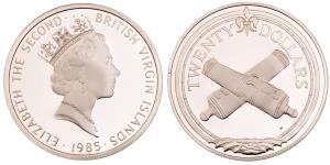 British Virgin Island, Elizabeth II, Silver 20 Dollars, 18.41g, 1985, Sunken Ship Treasure