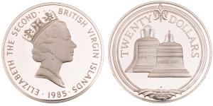 British Virgin Island, Elizabeth II, Silver 20 Dollars, 18.58g, 1985, Sunken Ship Treasure