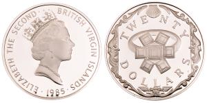 British Virgin Island, Elizabeth II, Silver 20 Dollars, 18.62g, 1985, Sunken Ship Treasure