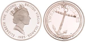 British Virgin Island, Elizabeth II, Silver 20 Dollars, 18.86g, 1985, Sunken Ship Treasure