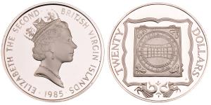 British Virgin Island, Elizabeth II, Silver 20 Dollars, 18.53g, 1985, Sunken Ship Treasure