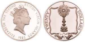 British Virgin Island, Elizabeth II, Silver 20 Dollars, 18.61g, 1985, Sunken Ship Treasure